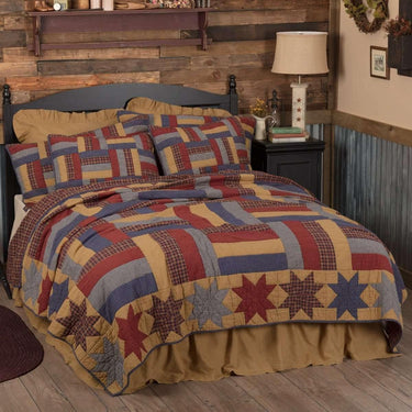 National Quilt Museum Kindred Stars and Bars Queen Quilt 90Wx90L VHC Brands - The Fox Decor
